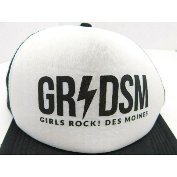 "Girls Rock Des Moines" Womens Iowa Hat Cap Snapback Black White HitWear Brand - Picture 2 of 9